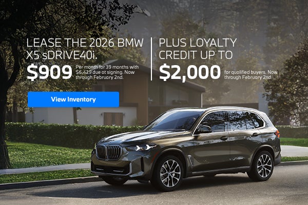 2026 X5 lease starting at $909 per month for 39 months
