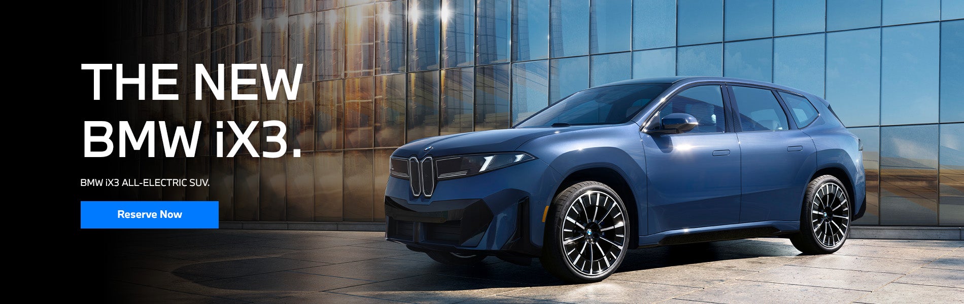 The BMW iX3 SUV parked. Click to learn more.