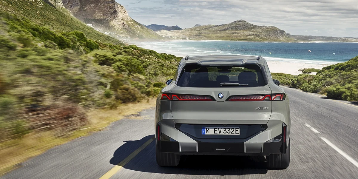 Rear three-quarter view of 2027 BMW X5.